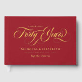 Ruby Red Gold Foil 40e bruiloft Jubileum Gastenboek (Voorkant)
