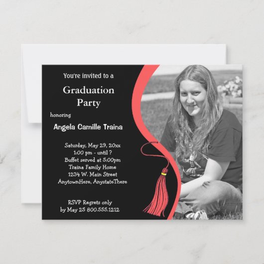 Ruby Red Graduation Horizontal Photo Invitation (Devant)