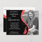 Ruby Red Graduation Horizontal Photo Invitation (Devant / Derrière)