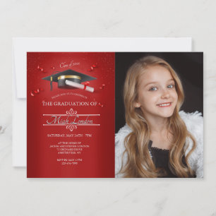 Ruby Red Graduation Photo Invitation
