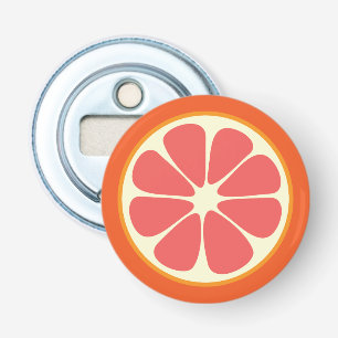 Ruby Red Grapefruit Juicy Sweet Citrus Fruit Slice Button Flesopener