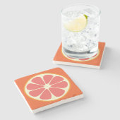 Ruby Red Grapefruit Juicy Sweet Citrus Fruit Slice Stenen Onderzetter (Zijkant)