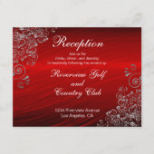 Ruby Red Gray Swirls Wedding Reception Informatiekaartje (Voorkant)
