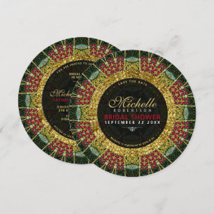 Ruby Red Green Gold Glitter Vrijgezellenfeest Kaart