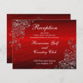 Ruby Red Grey Frottes Mariage Réception Invitation (Devant / Derrière)