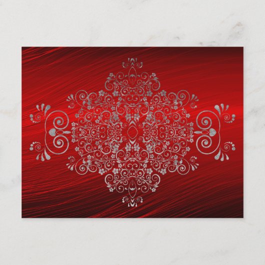 Ruby Red Grey Frottes Mariage Réception Invitation (Dos)