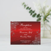 Ruby Red Grey Frottes Mariage Réception Invitation (Debout devant)