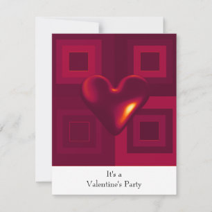 Ruby Red Heart Valentines Party Invitation