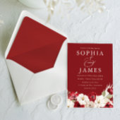 Ruby Red & Ivory  Classic Wedding Kaart