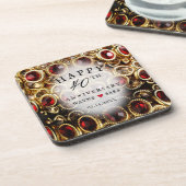 Ruby Red Jeweled 40th Wedding Jubileum Bier Onderzetter (Linkerzijde)