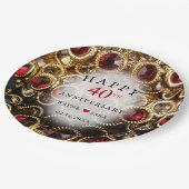 Ruby Red Jeweled 40th Wedding Jubileum Papieren Bordje (Gekanteld)