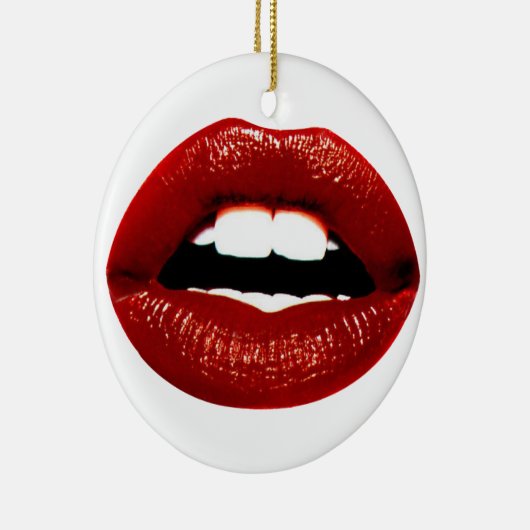 Ruby Red Lips Keramisch Ornament (Rechts)