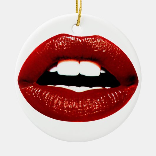 Ruby Red Lips Keramisch Ornament (Voorkant)