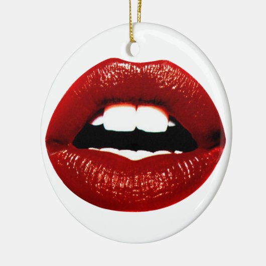 Ruby Red Lips Keramisch Ornament (Links)