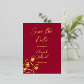 Ruby Red Mariage Foil Invitation Carte postale (Debout devant)