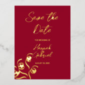 Ruby Red Mariage Foil Invitation Carte postale (Recto)