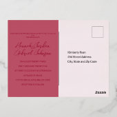 Ruby Red Mariage Foil Invitation Carte postale (Verso)