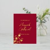 Ruby Red Mariage Foil Invitation Carte postale (Debout devant)
