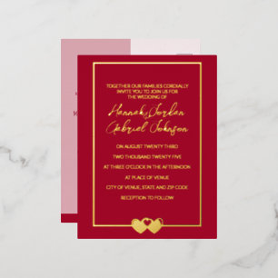 Ruby Red Mariage Foil Invitation carte postale RSV