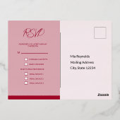 Ruby Red Mariage Foil Invitation carte postale RSV (Verso)