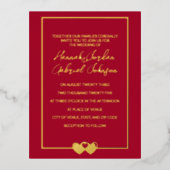 Ruby Red Mariage Foil Invitation carte postale RSV (Recto)