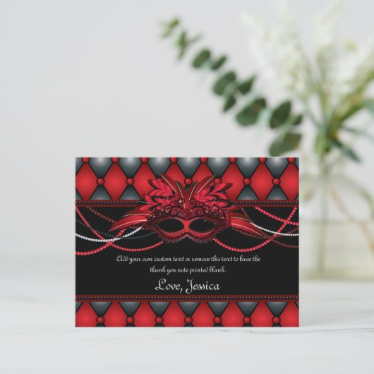 Ruby Red Masquerade Dank u kaarten (Staand voorkant)