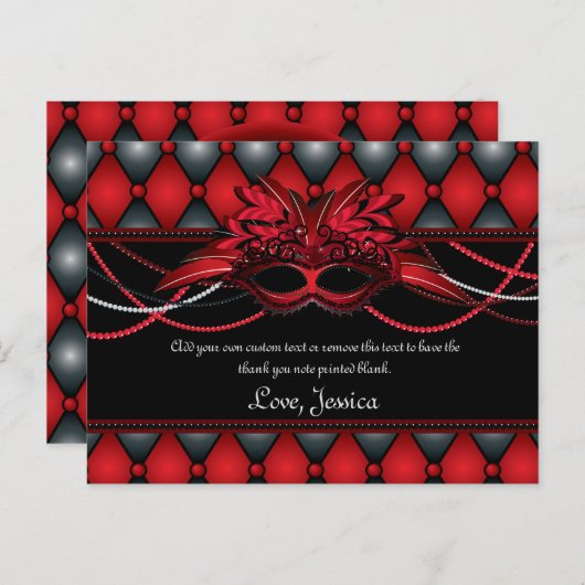 Ruby Red Masquerade Dank u kaarten (Voorkant / Achterkant)