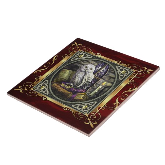 Ruby Red Medieval Witchcraft Ritual Alter Offing Tegeltje (Zijkant)