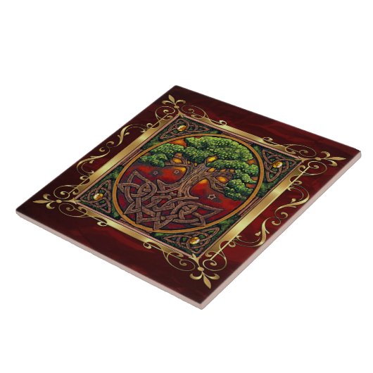 Ruby Red Medieval Witchcraft Ritual Alter Offing Tegeltje (Zijkant)