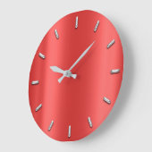 Ruby Red Metallic Minimalism Silver Grey Silk Grote Klok (Hoek)