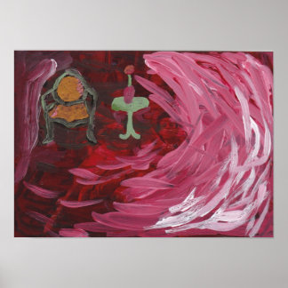 Ruby Red Mixed Media Painting Poster