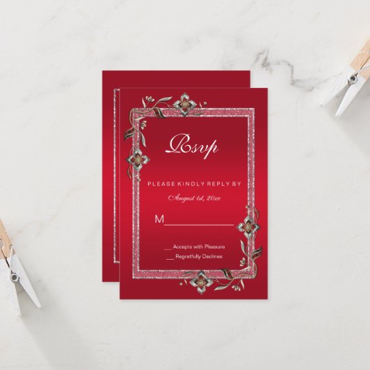 Ruby Red Pareltjes & Glitter Ruby 40th Wedding (Voorkant / Achterkant in situ)