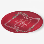 Ruby Red Pareltjes & Glitter Ruby 40th Wedding Papieren Bordje (Gekanteld)