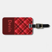 Ruby Red Plaid Monogram Bagagelabel (Voorkant horizontaal)