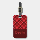 Ruby Red Plaid Monogram Bagagelabel (Voorkant verticaal)