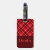  Ruby Red Plaid Monogram Bagagelabel (Achterkant verticaal)