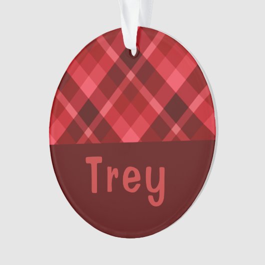 Ruby Red Plaid Monogram Cirkel Acryl Ornament (voorkant)