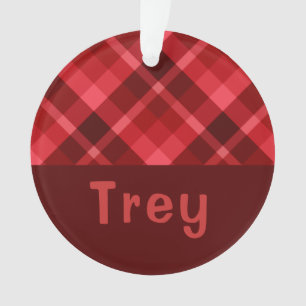 Ruby Red Plaid Monogram Cirkel Acryl Ornament