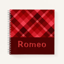  Ruby Red Plaid Monogram Klein Notitieboek