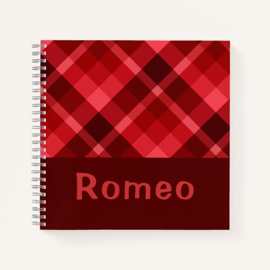  Ruby Red Plaid Monogram Klein Notitieboek (Voorkant)
