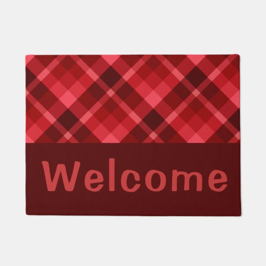  Ruby Red Plaid Monogram Kleine Deurmat (Voorkant)