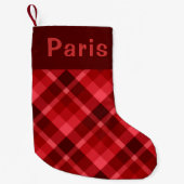 Ruby Red Plaid Monogram Kleine Kerstkous Kleine Kerstsok (Voorkant)