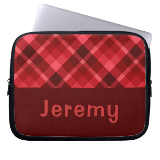  Ruby Red Plaid Monogram Laptophoes Laptop Sleeve