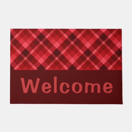 Ruby Red Plaid Monogram Medium Deurmat (Voorkant)