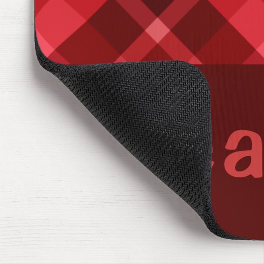 Ruby Red Plaid Monogram Mousepad Muismat (Hoek)