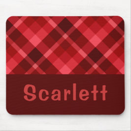  Ruby Red Plaid Monogram Mousepad Muismat