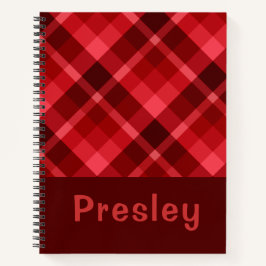  Ruby Red Plaid Monogram Notitieboek