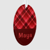 Ruby Red Plaid Monogram Ovaal Acryl Ornament (voorkant)