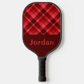  Ruby Red Plaid Monogram Pickleball Paddle (Voorkant)
