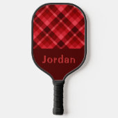 Ruby Red Plaid Monogram Pickleball Paddle (Achterkant)